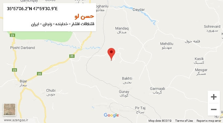 روستای حسن لو بر روی نقشه