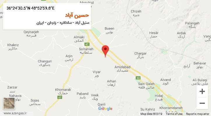 روستای حسین آباد بر روی نقشه