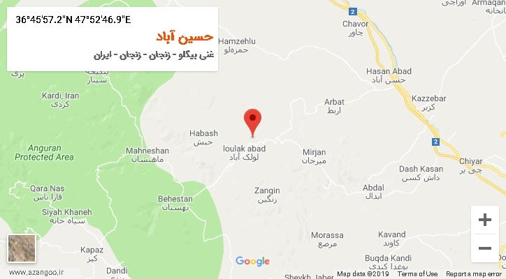 روستای حسین آباد بر روی نقشه