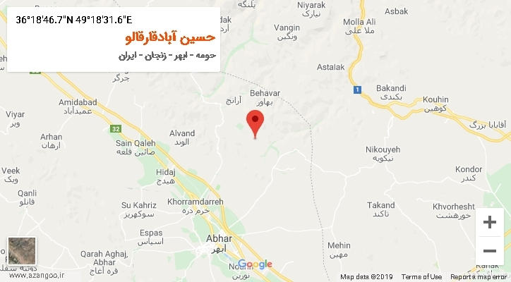 روستای حسین آبادقارقالو بر روی نقشه
