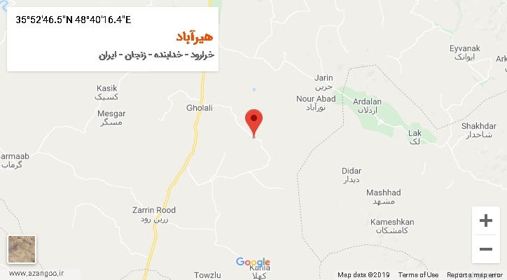 روستای هیرآباد بر روی نقشه