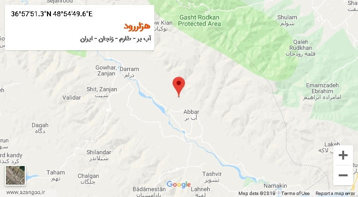 روستای هزاررود بر روی نقشه