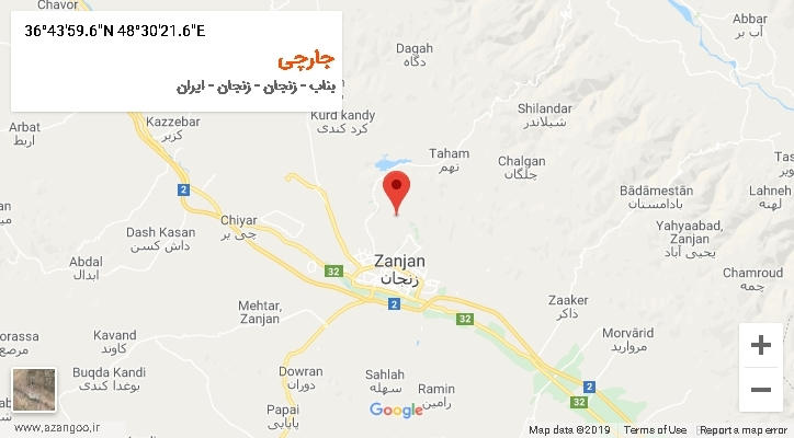 روستای جارچی بر روی نقشه