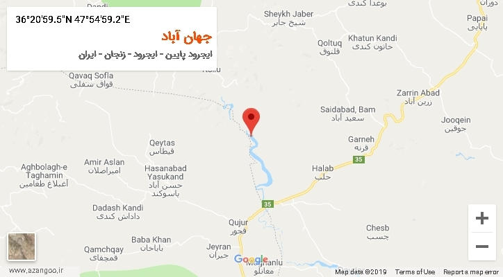 روستای جهان آباد بر روی نقشه