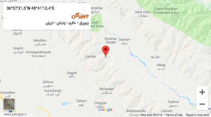 روستای جوزرگان بر روی نقشه