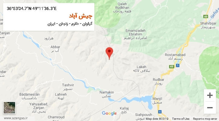 روستای جیش آباد بر روی نقشه