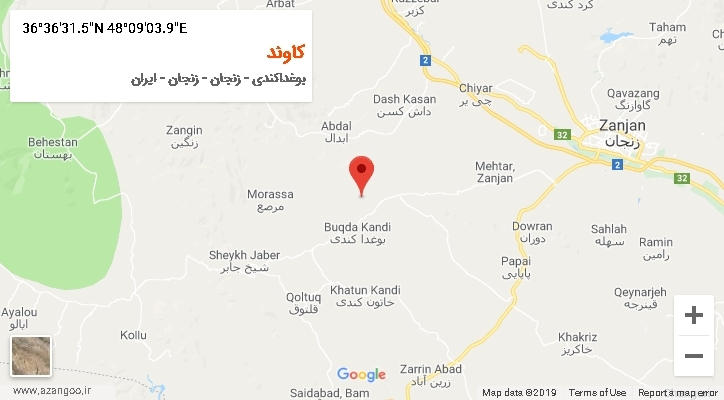 روستای کاوند بر روی نقشه
