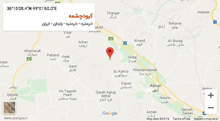 روستای کبودچشمه بر روی نقشه