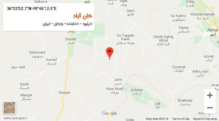 روستای خان آباد بر روی نقشه