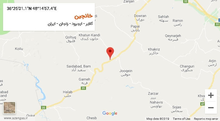 روستای خانجین بر روی نقشه