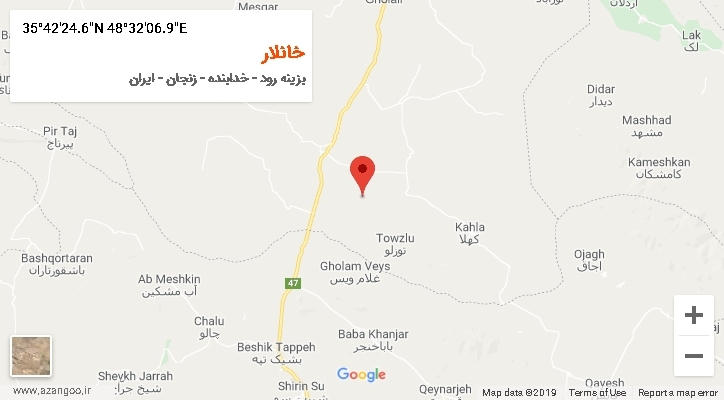 روستای خانلار بر روی نقشه