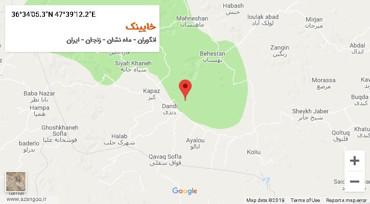 روستای خایینک بر روی نقشه