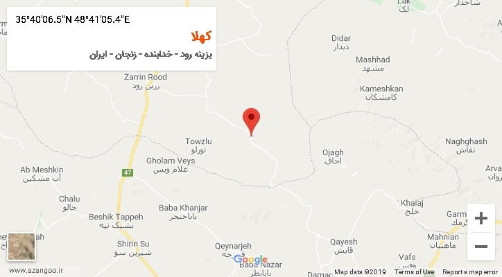 روستای کهلا بر روی نقشه
