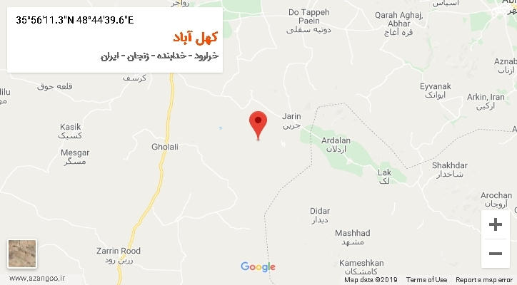 روستای کهل آباد بر روی نقشه