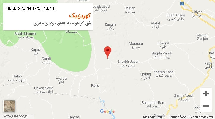 روستای کهریزبیک بر روی نقشه