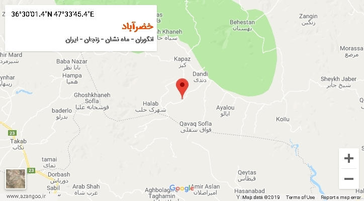 روستای خضرآباد بر روی نقشه