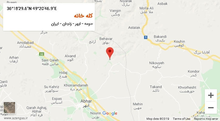 روستای کله خانه بر روی نقشه