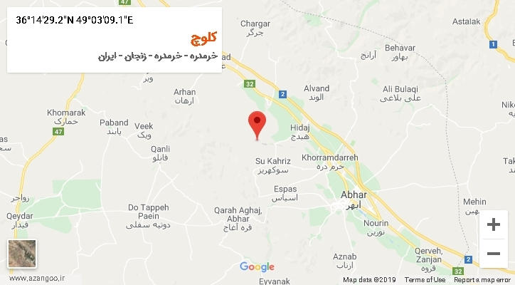 روستای کلوچ بر روی نقشه
