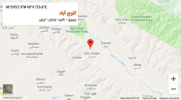روستای کلوج آباد بر روی نقشه
