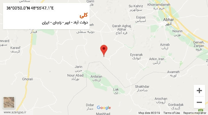 روستای کلی بر روی نقشه