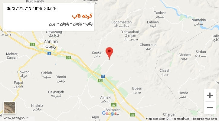 روستای کرده ناب بر روی نقشه