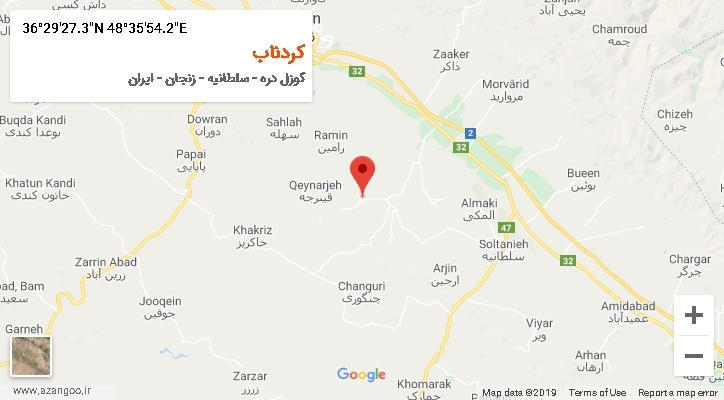 روستای کردناب بر روی نقشه