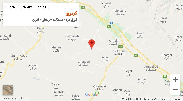 روستای کردرق بر روی نقشه