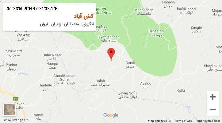 روستای کش آباد بر روی نقشه