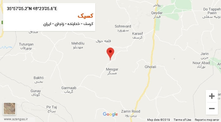 روستای کسیک بر روی نقشه