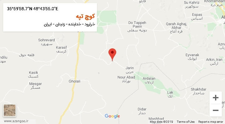 روستای کوچ تپه بر روی نقشه