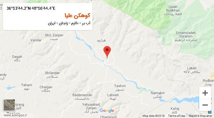روستای کوهکن علیا بر روی نقشه