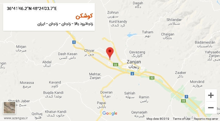 روستای کوشکن بر روی نقشه