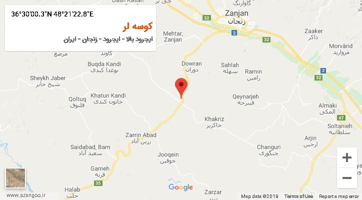 روستای کوسه لر بر روی نقشه