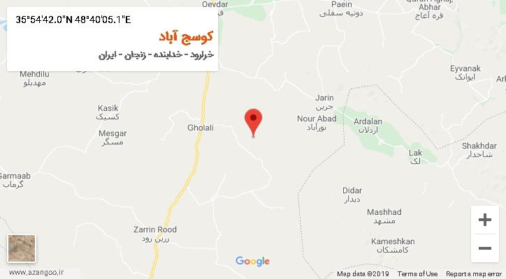 روستای کوسج آباد بر روی نقشه