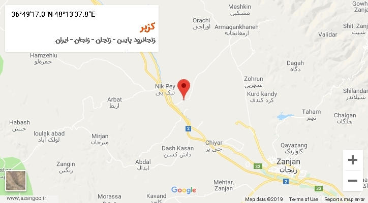 روستای کزبر بر روی نقشه