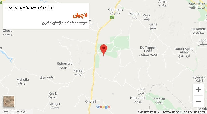 روستای لاچوان بر روی نقشه