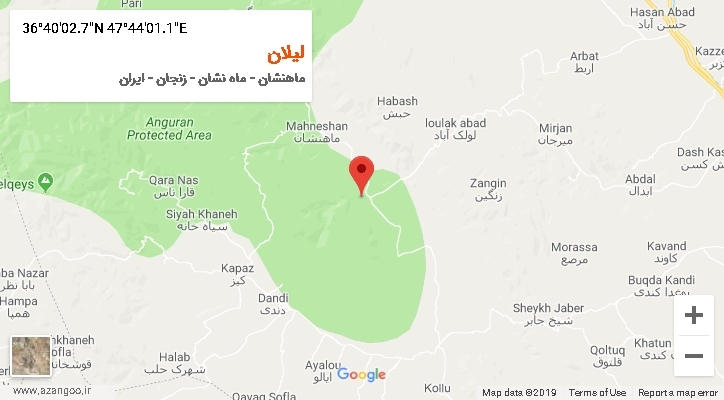 روستای لیلان بر روی نقشه