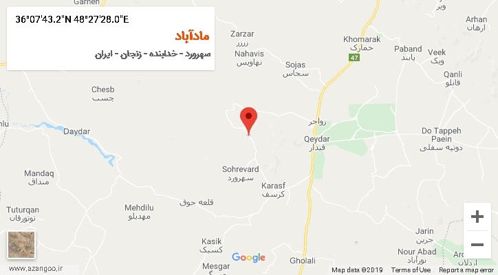 روستای مادآباد بر روی نقشه