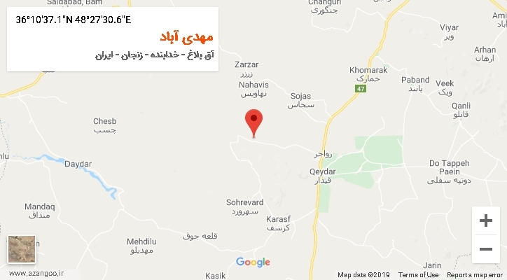 روستای مهدی آباد بر روی نقشه