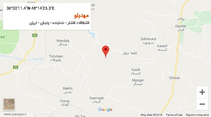 روستای مهدیلو بر روی نقشه