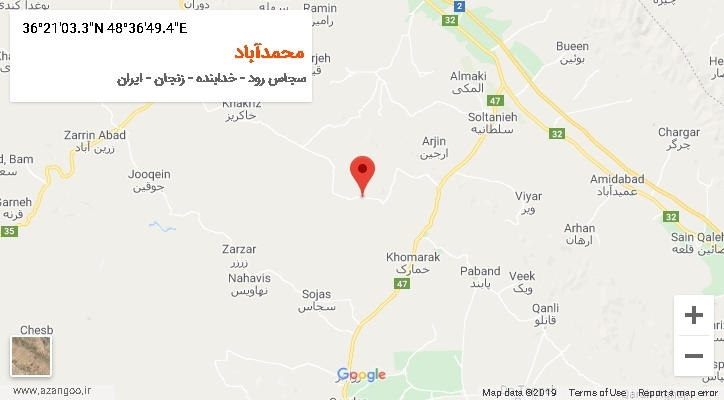 روستای محمدآباد بر روی نقشه