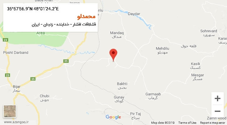 روستای محمدلو بر روی نقشه