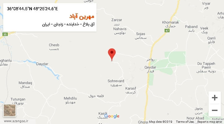روستای مهرین آباد بر روی نقشه