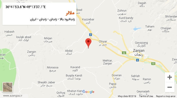 روستای ملالر بر روی نقشه