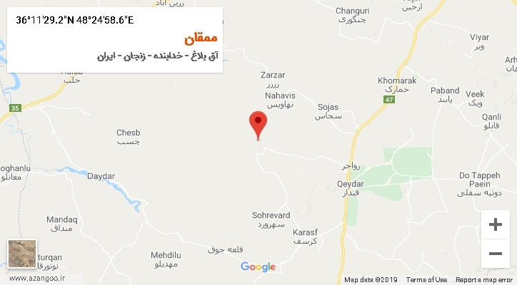 روستای ممقان بر روی نقشه