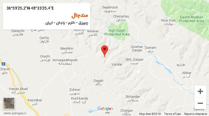 روستای مندجال بر روی نقشه
