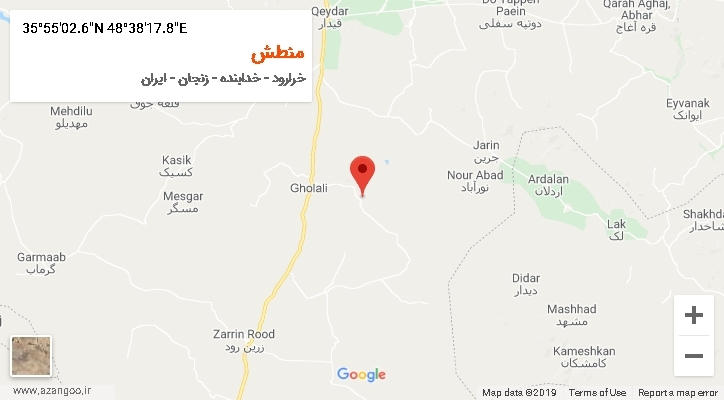 روستای منطش بر روی نقشه