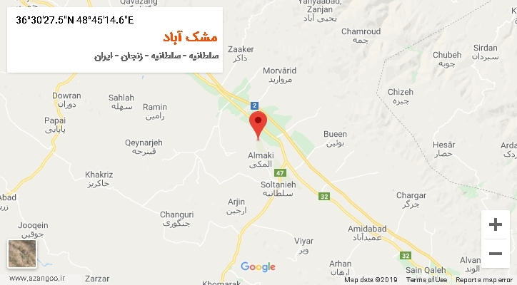 روستای مشک آباد بر روی نقشه