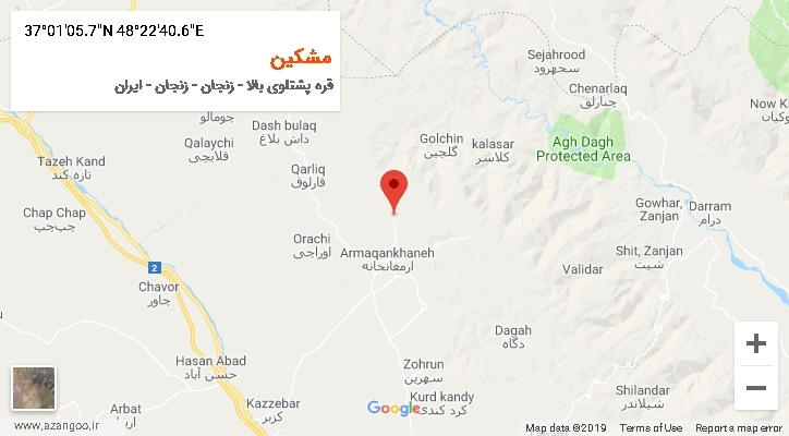 روستای مشکین بر روی نقشه