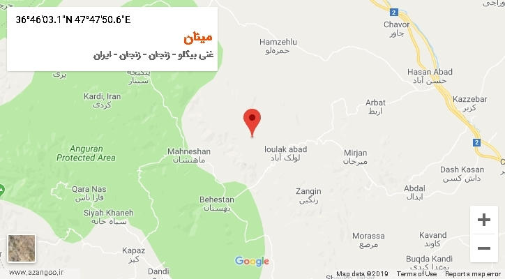 روستای مینان بر روی نقشه